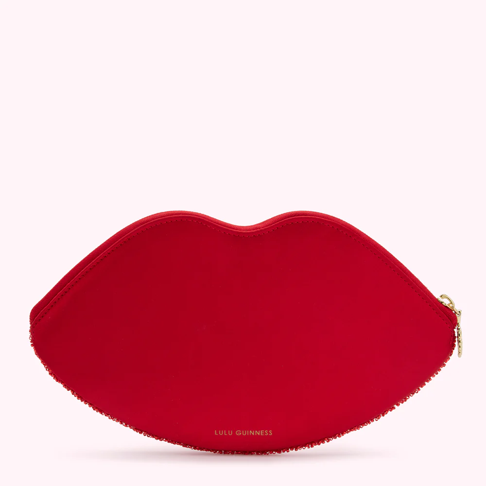 LULU RED GLASS BEAD LIP CLUTCH - Image 2