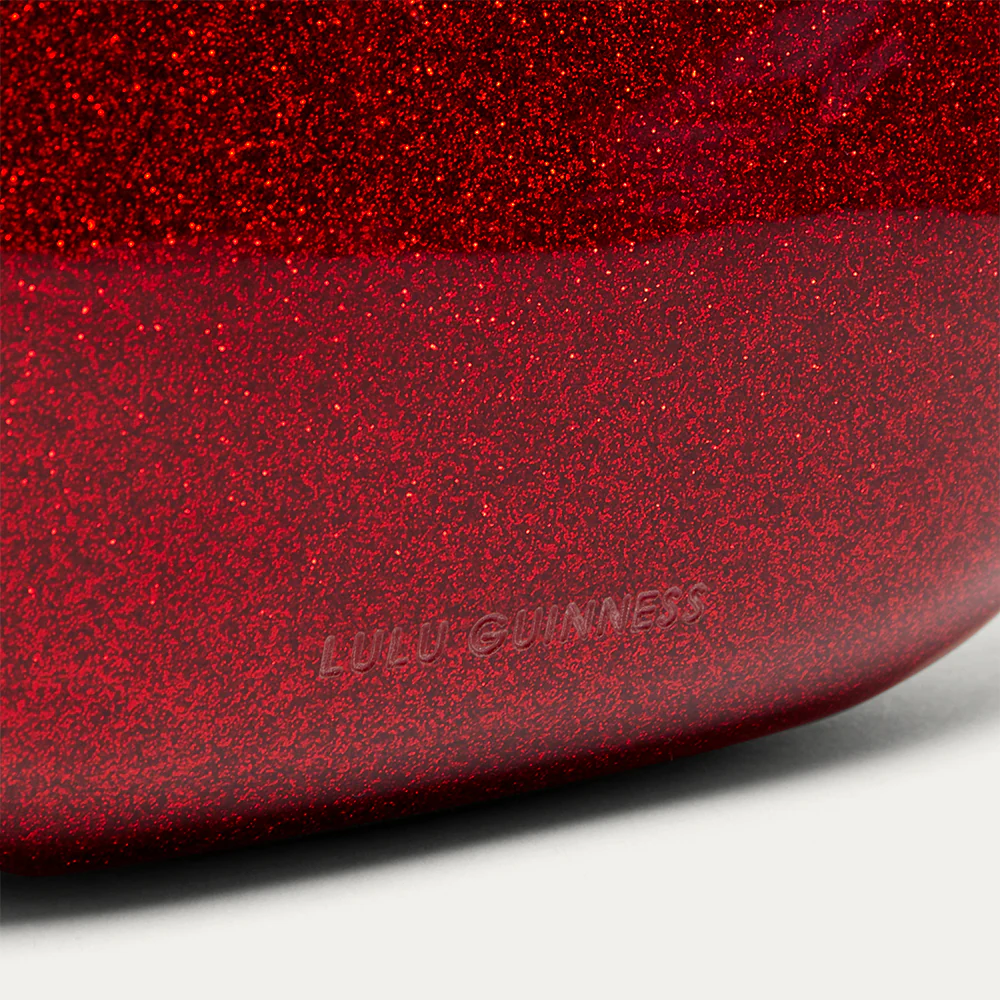 LULU RED GLITTER MEDIUM LIPS CLUTCH BAG - Image 7