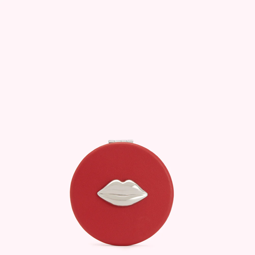 LULU RED LIP METAL LIV COMPACT MIRROR