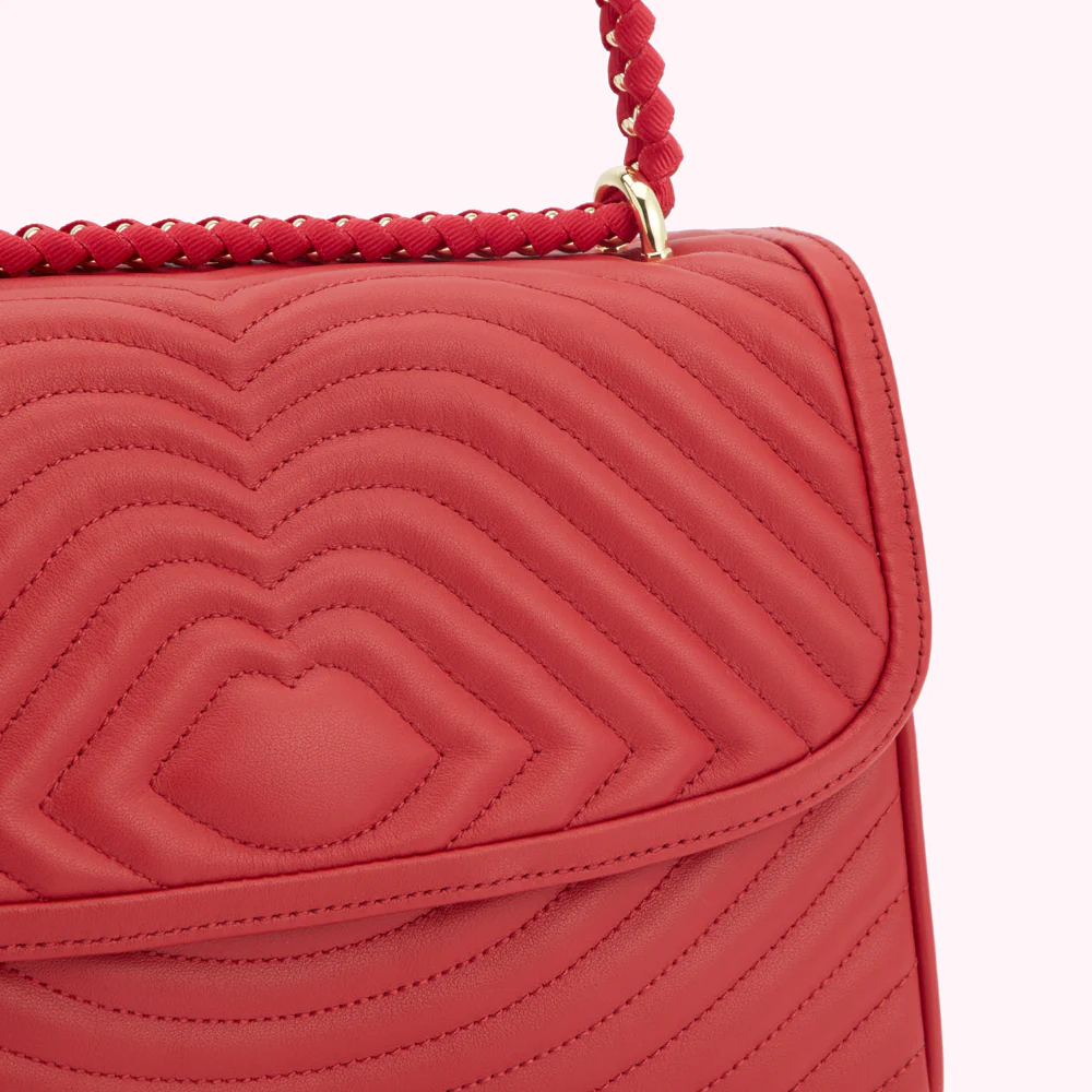LULU RED LIP RIPPLE QUILTED LEATHER BROOKE CROSSBODY BAG - Image 5