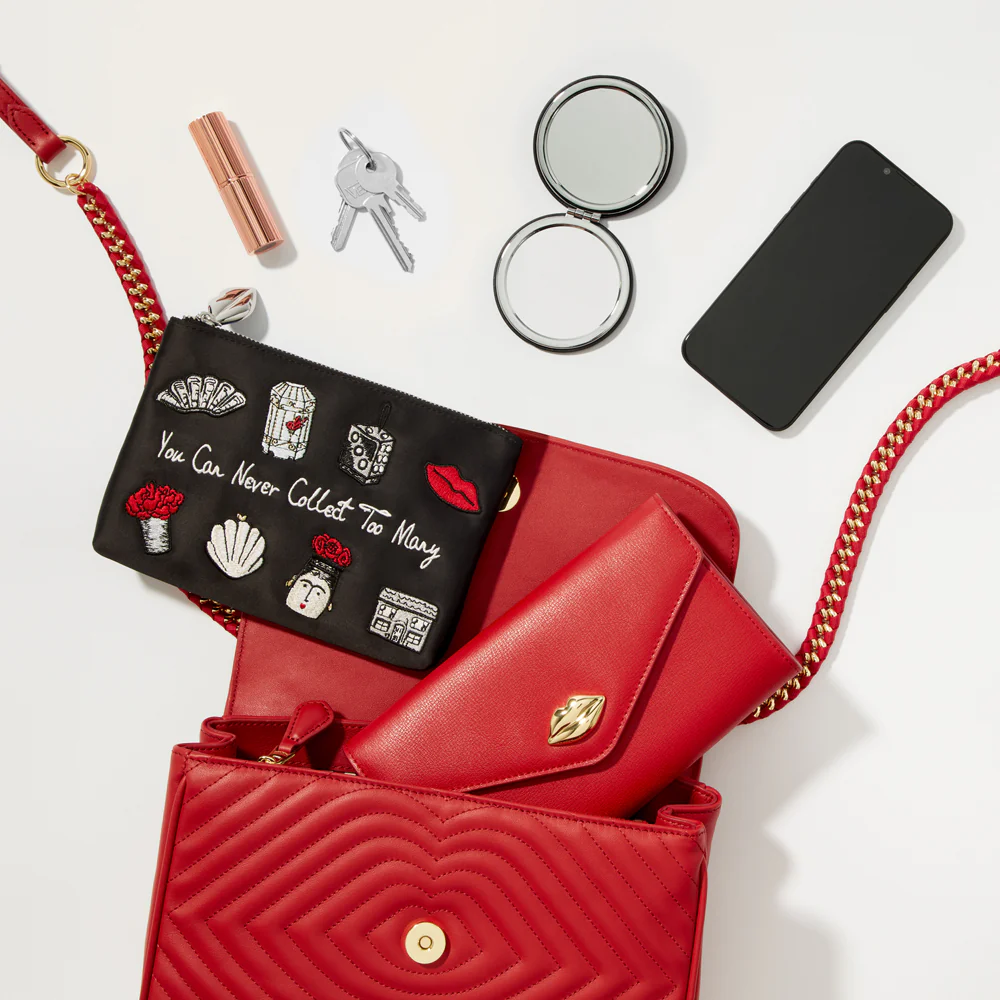 LULU RED LIP RIPPLE QUILTED LEATHER BROOKE CROSSBODY BAG - Image 6
