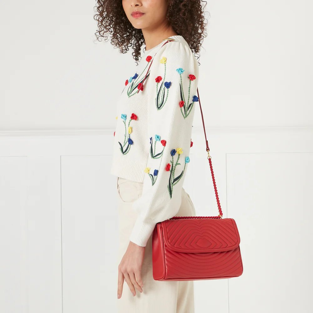 LULU RED LIP RIPPLE QUILTED LEATHER BROOKE CROSSBODY BAG - Image 7