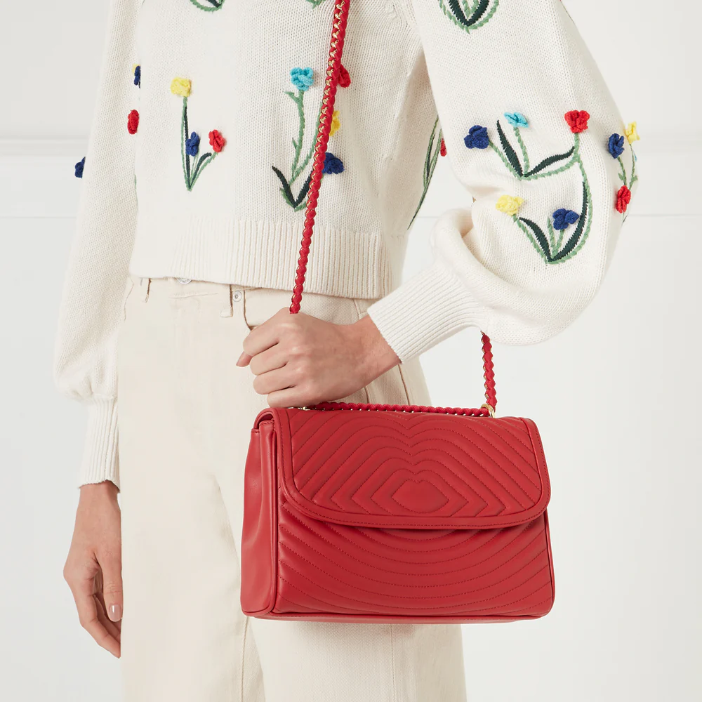 LULU RED LIP RIPPLE QUILTED LEATHER BROOKE CROSSBODY BAG - Image 8