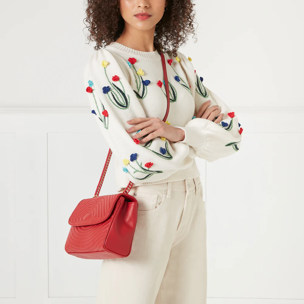 LULU RED LIP RIPPLE QUILTED LEATHER BROOKE CROSSBODY BAG - Image 9