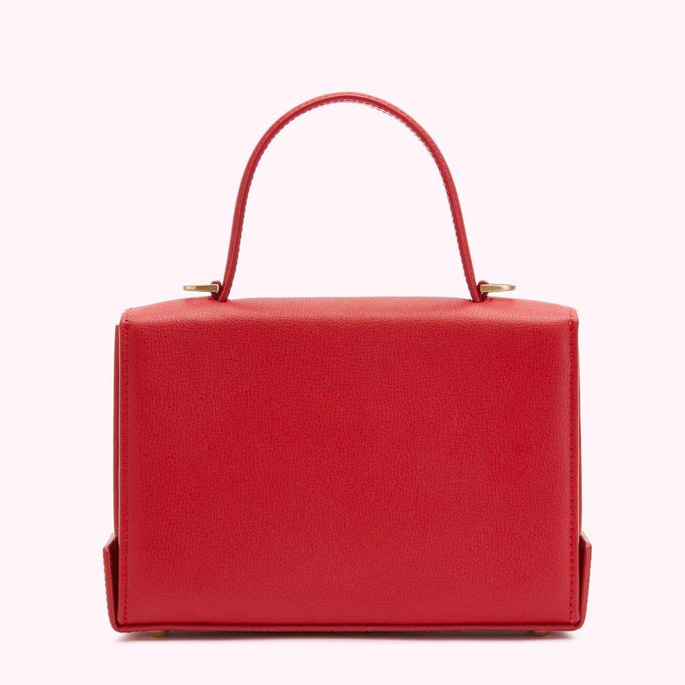 LULU RED MEDIUM LIP TURNLOCK QUEENIE HANDBAG - Image 2