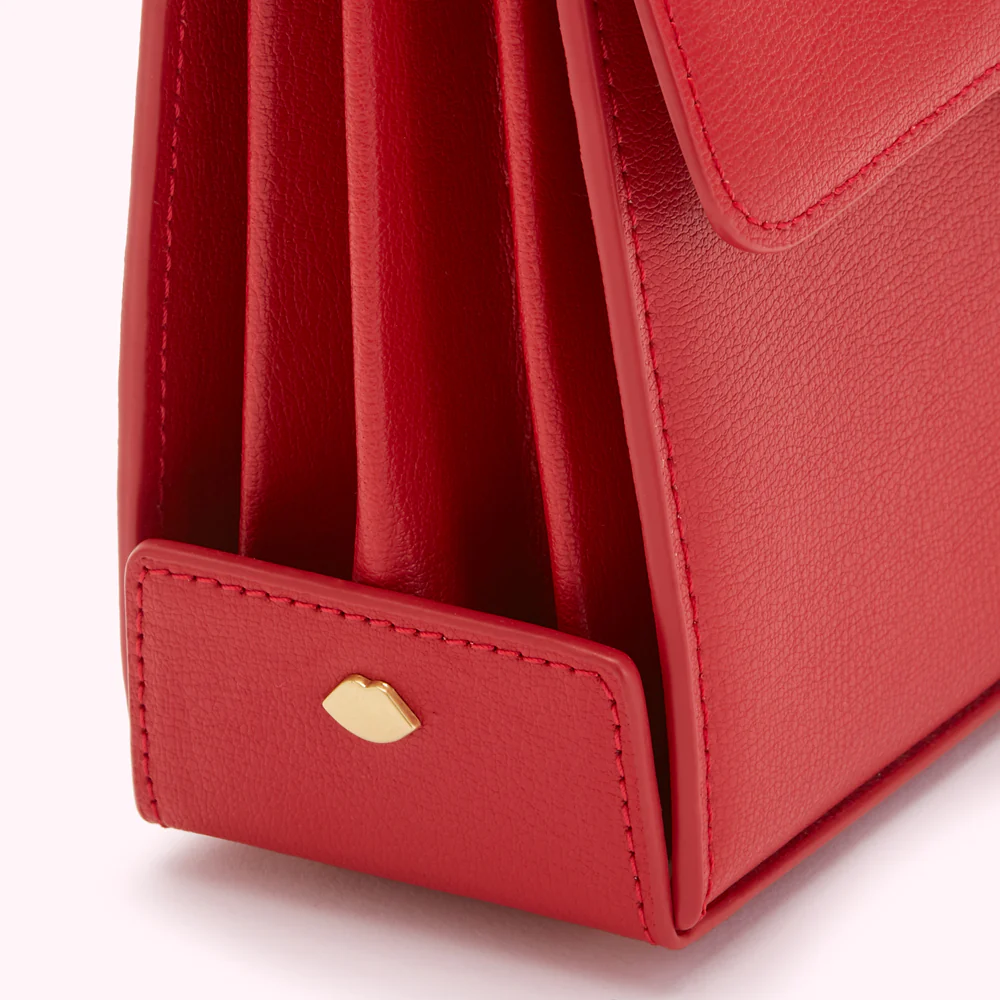 LULU RED MEDIUM LIP TURNLOCK QUEENIE HANDBAG - Image 5