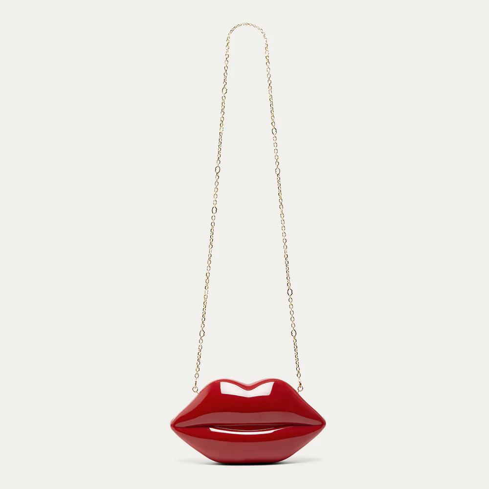 LULU RED LIPS MEDIUM CLUTCH BAG - Image 3