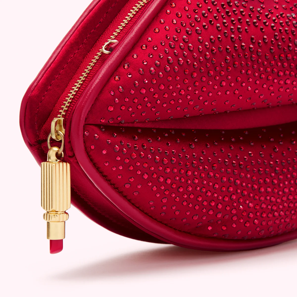 LULU RED MEDIUM SATIN LIPS CLUTCH BAG WITH SWAROVSKI® CRYSTALS - Image 4