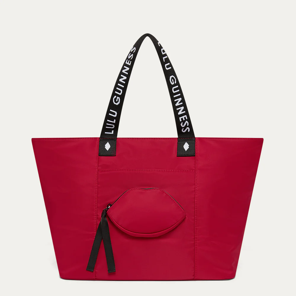LULU RED NYLON MACY TOTE BAG