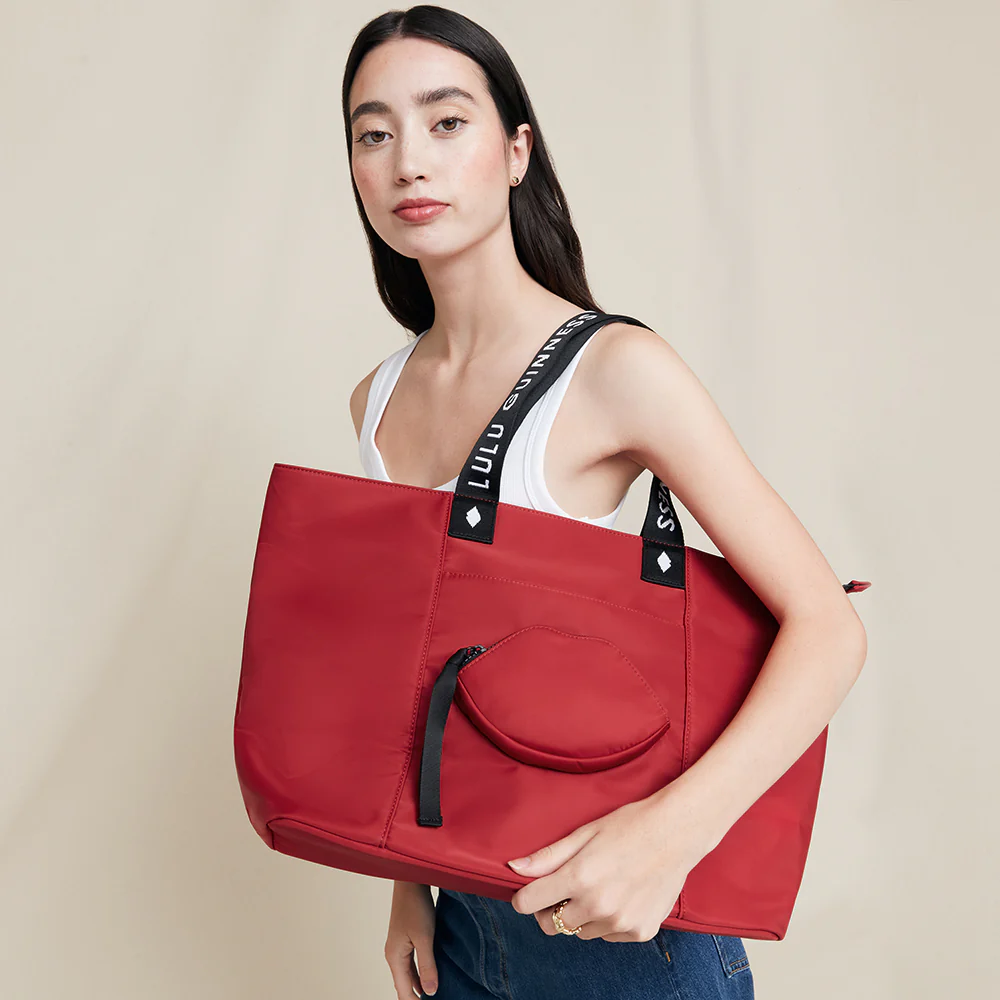 LULU RED NYLON MACY TOTE BAG - Image 7