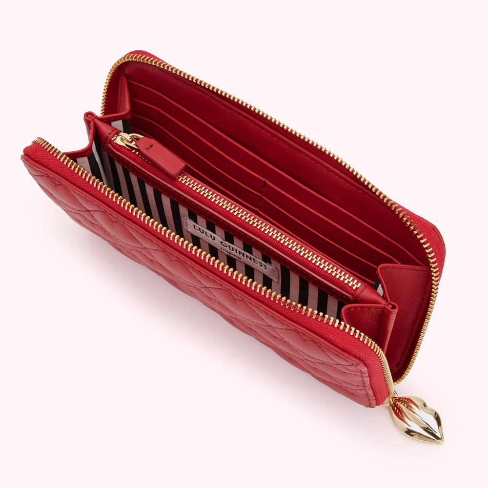 LULU RED LIP QUILTED LEATHER TANSY WALLET - Image 3