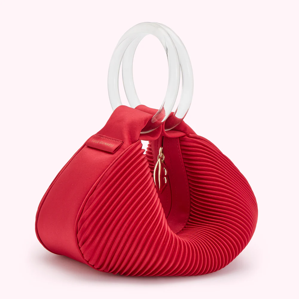 LULU RED SATIN SMALL CLEO HANDBAG - Image 3