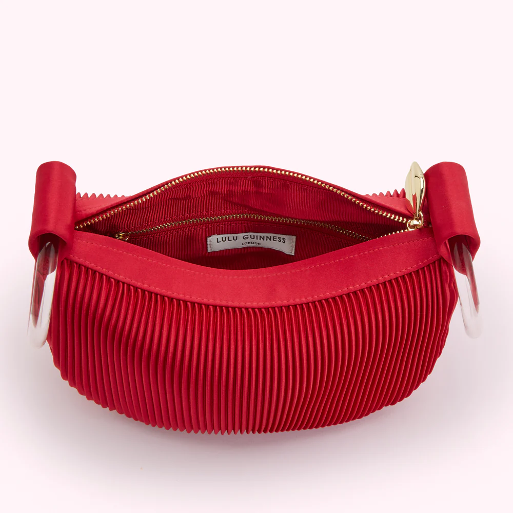 LULU RED SATIN SMALL CLEO HANDBAG - Image 4