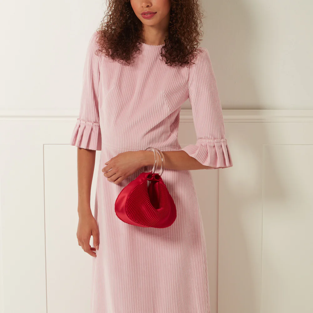 LULU RED SATIN SMALL CLEO HANDBAG - Image 9