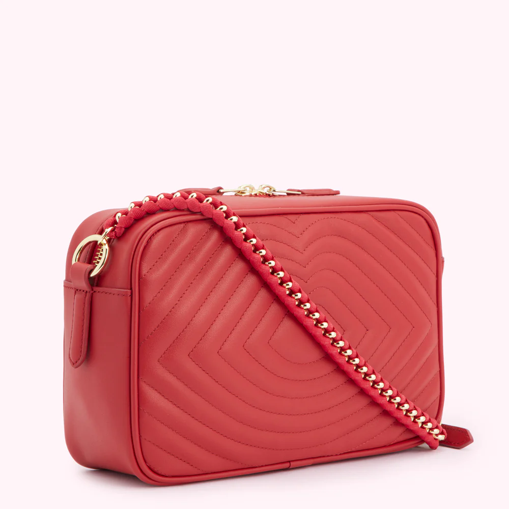 LULU RED LIP RIPPLE QUILTED LEATHER BELLA CROSSBODY BAG - Image 2