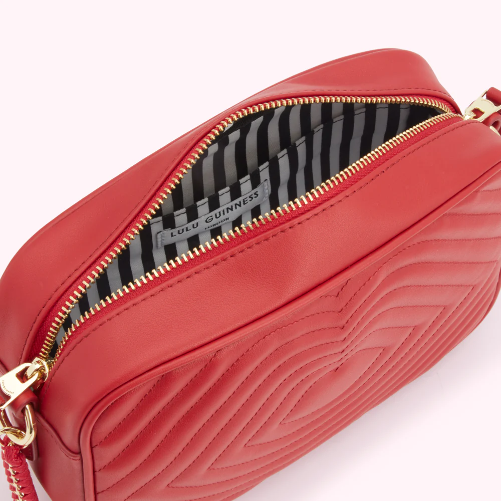 LULU RED LIP RIPPLE QUILTED LEATHER BELLA CROSSBODY BAG - Image 4