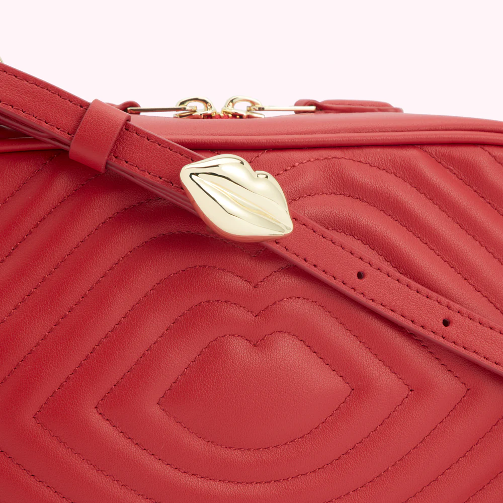 LULU RED LIP RIPPLE QUILTED LEATHER BELLA CROSSBODY BAG - Image 5