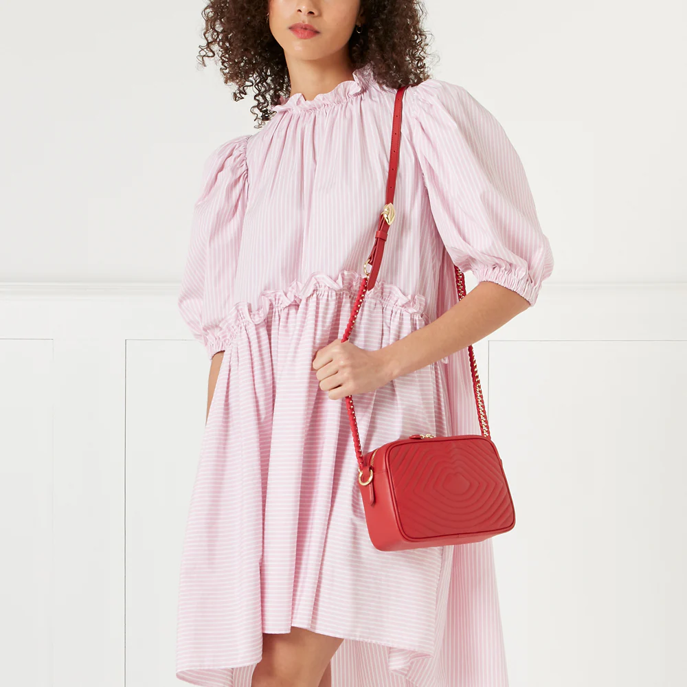 LULU RED LIP RIPPLE QUILTED LEATHER BELLA CROSSBODY BAG - Image 7