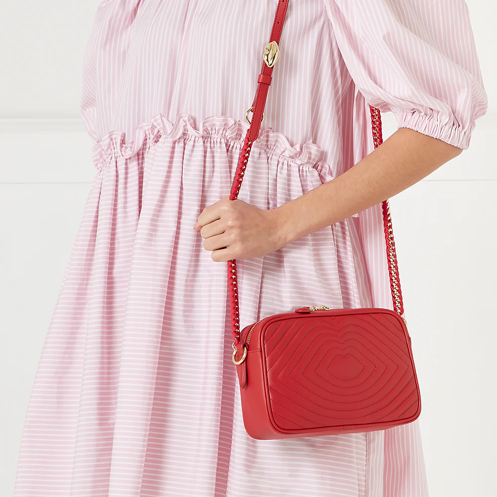 LULU RED LIP RIPPLE QUILTED LEATHER BELLA CROSSBODY BAG - Image 8