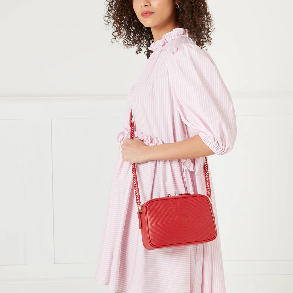 LULU RED LIP RIPPLE QUILTED LEATHER BELLA CROSSBODY BAG - Image 9