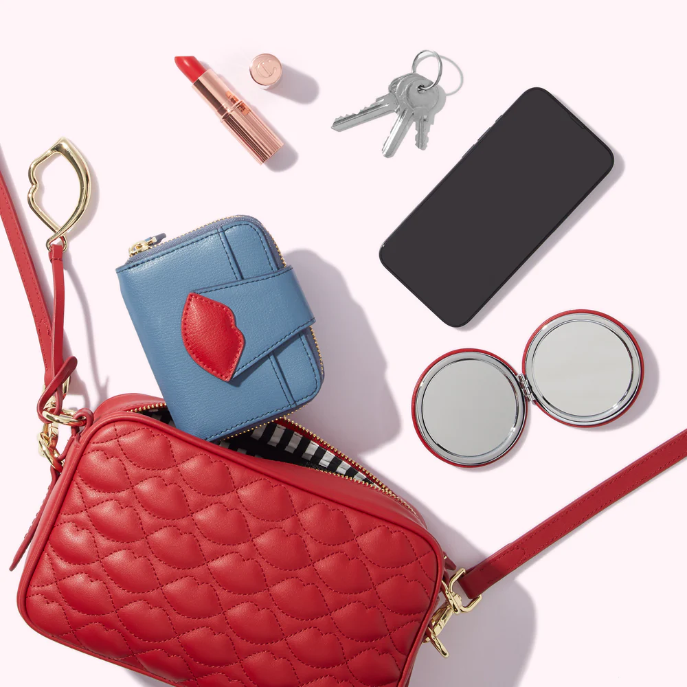 LULU RED SMALL QUILTED LIP LEATHER ASHLEY CROSSBODY BAG - Image 2