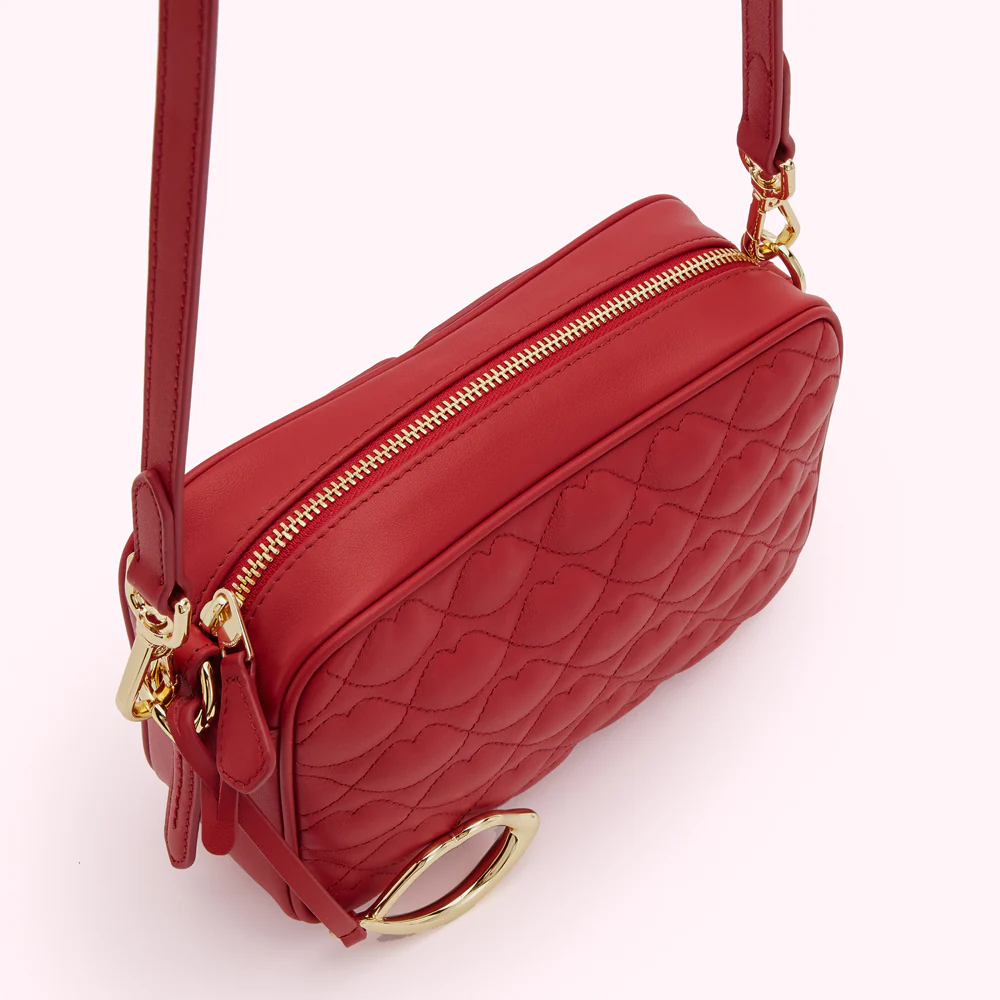 LULU RED SMALL QUILTED LIP LEATHER ASHLEY CROSSBODY BAG - Image 4