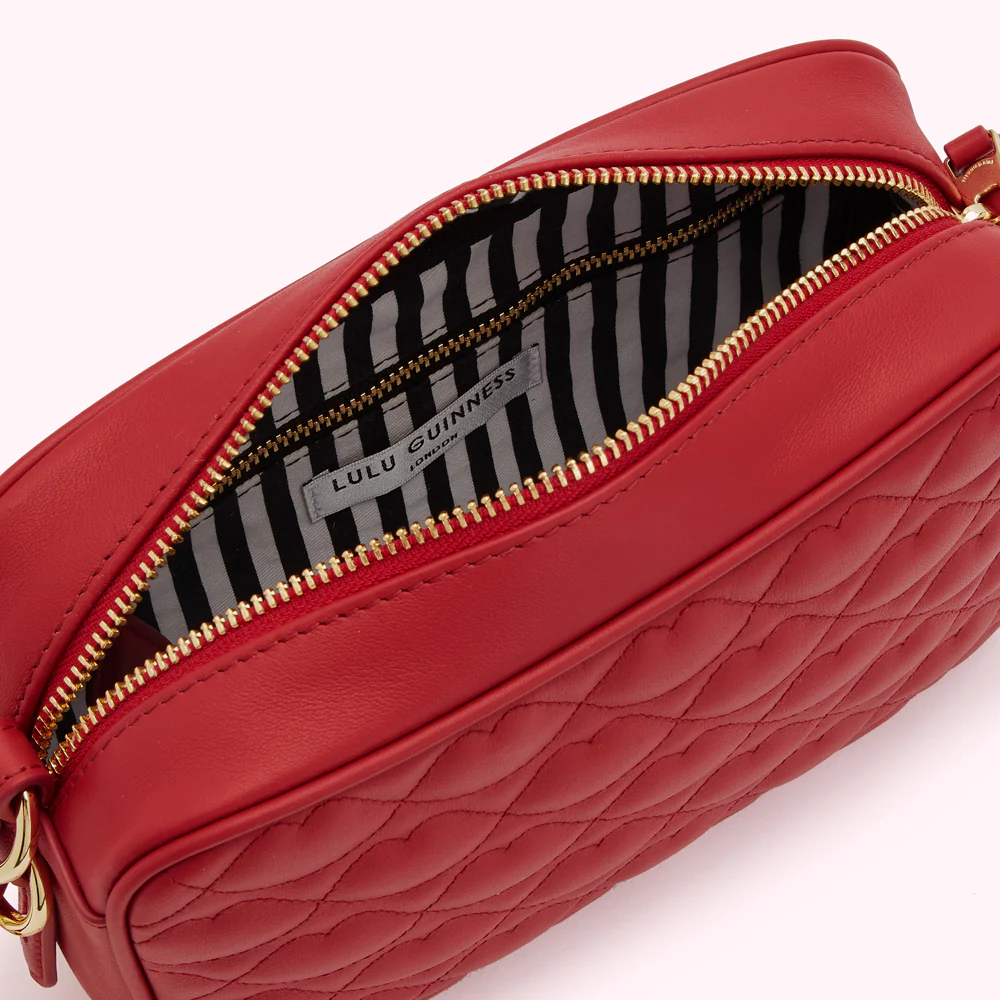 LULU RED SMALL QUILTED LIP LEATHER ASHLEY CROSSBODY BAG - Image 5