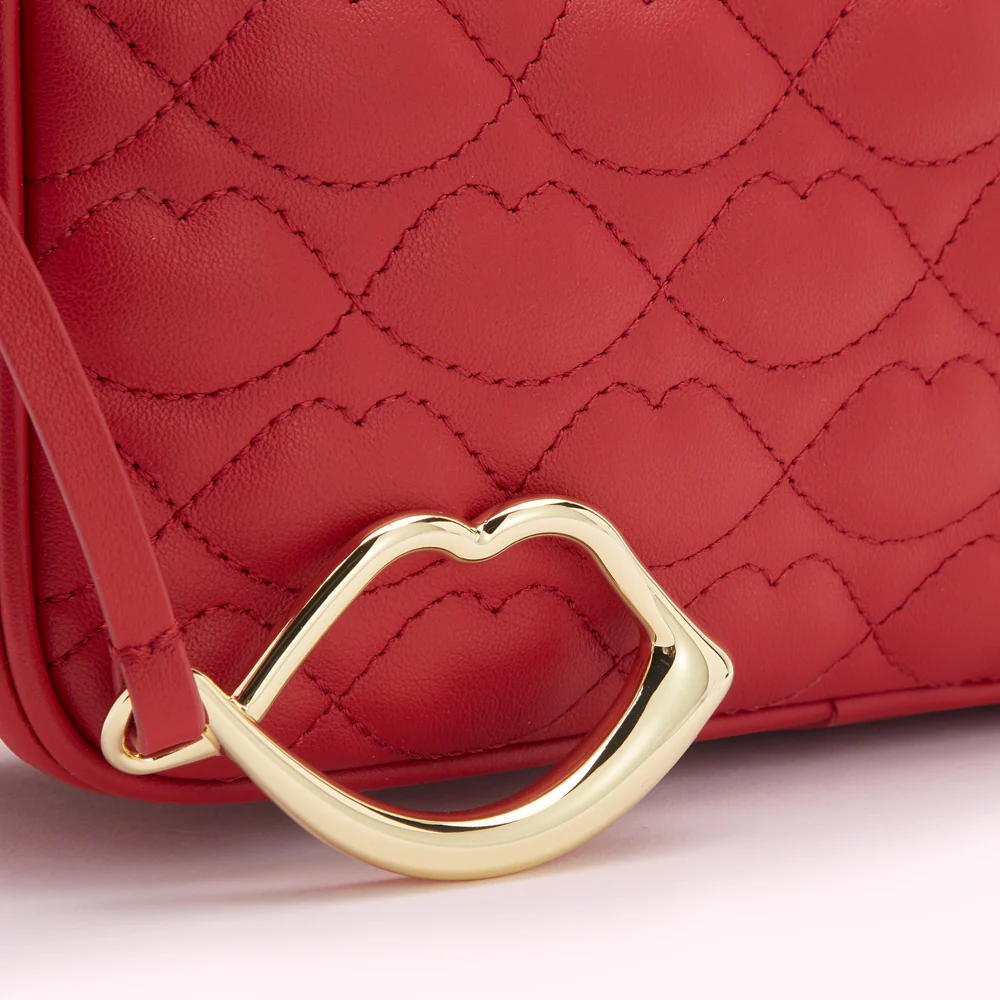 LULU RED SMALL QUILTED LIP LEATHER ASHLEY CROSSBODY BAG - Image 6
