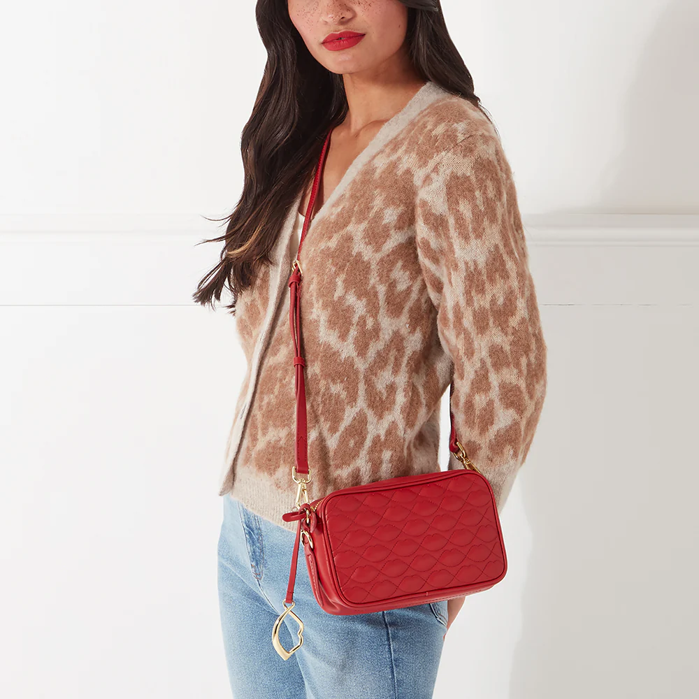 LULU RED SMALL QUILTED LIP LEATHER ASHLEY CROSSBODY BAG - Image 7