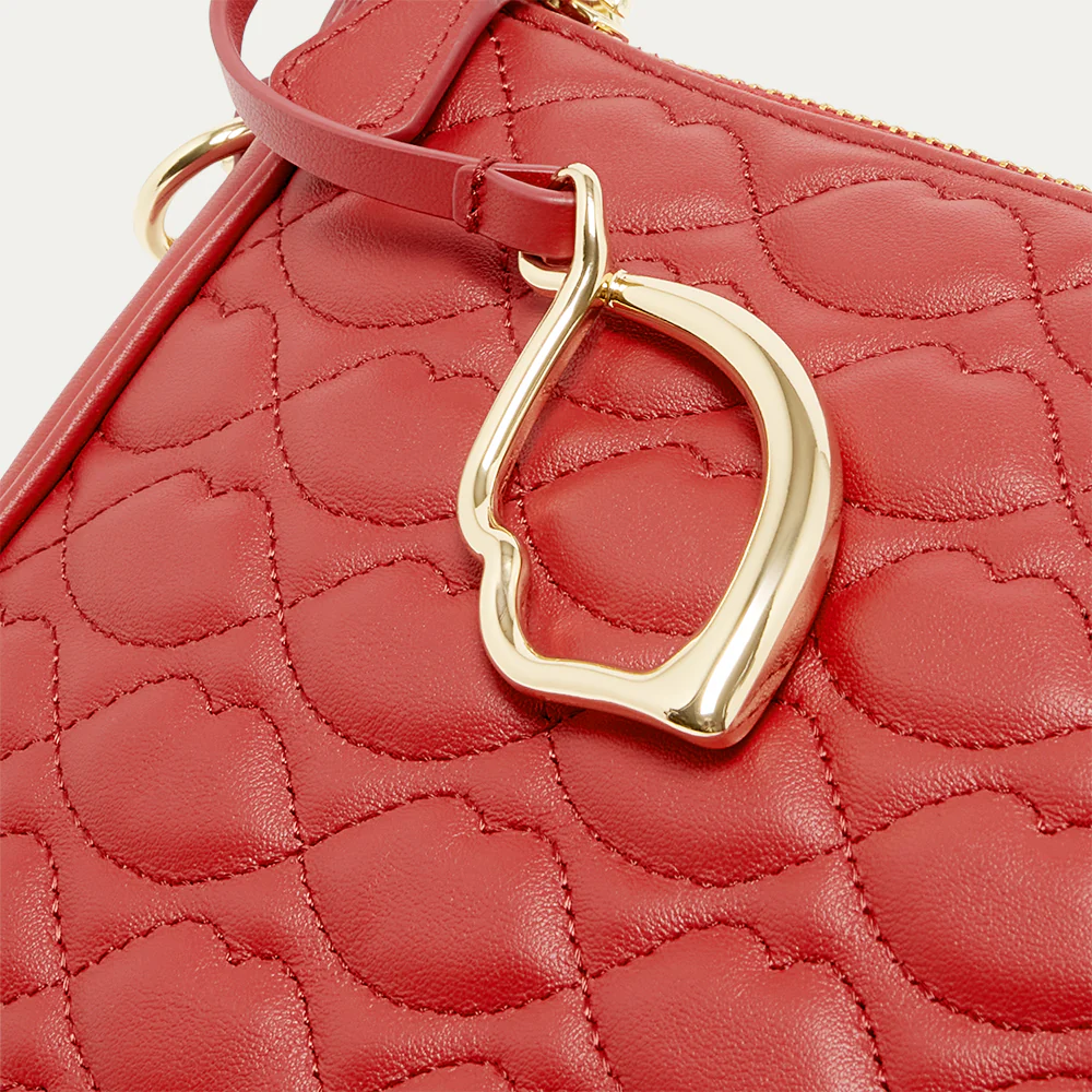 LULU RED QUILTED LIP LEATHER CALLIE CROSSBODY BAG - Image 5
