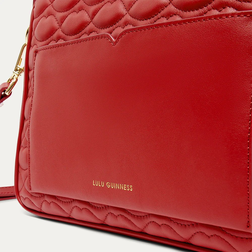 LULU RED QUILTED LIP LEATHER CALLIE CROSSBODY BAG - Image 6