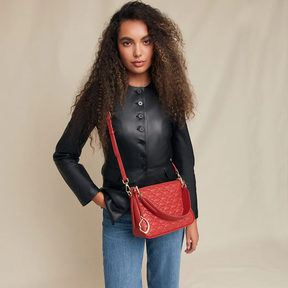 LULU RED QUILTED LIP LEATHER CALLIE CROSSBODY BAG - Image 8