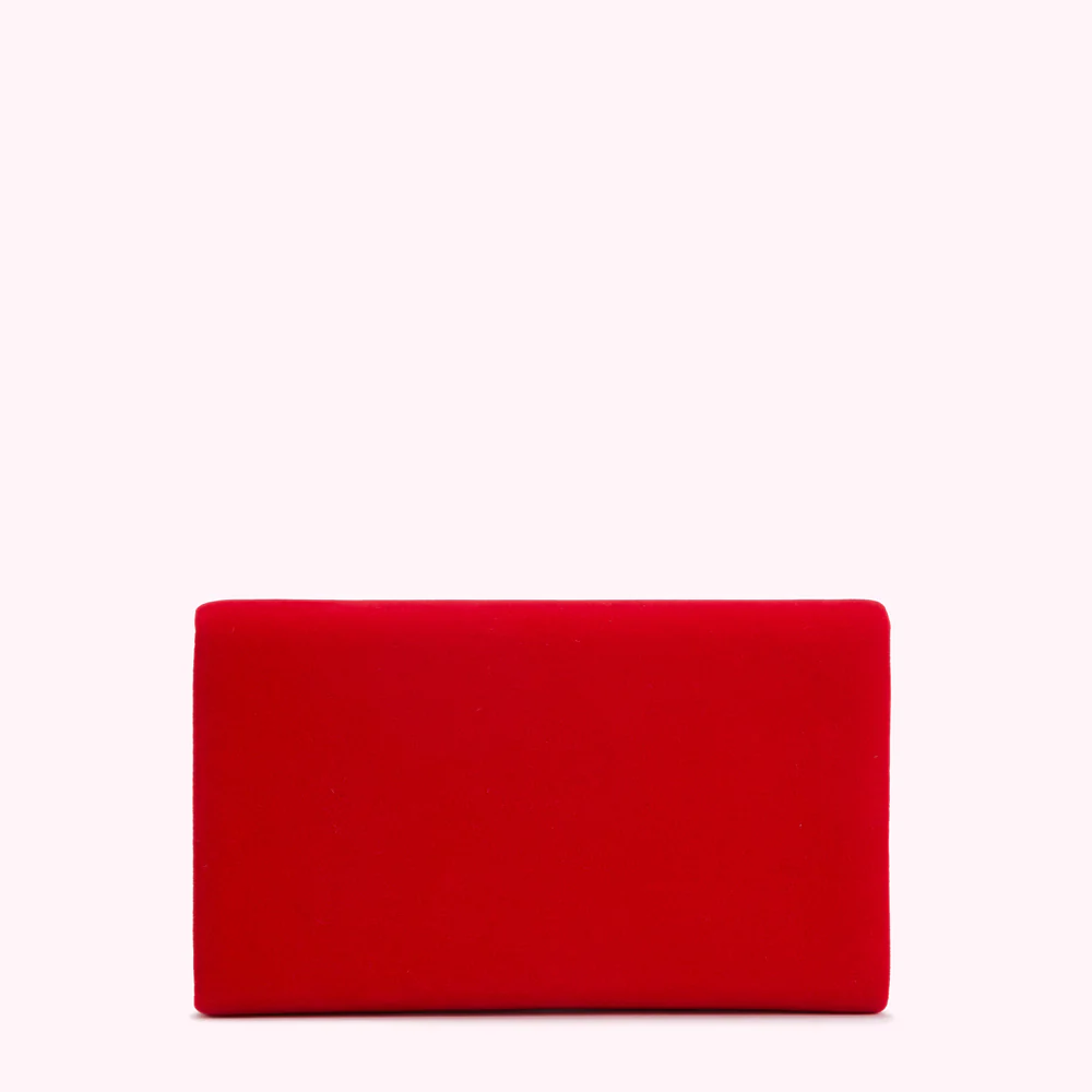 LULU RED SOLID LIP VELVET YUKI CLUTCH BAG - Image 2