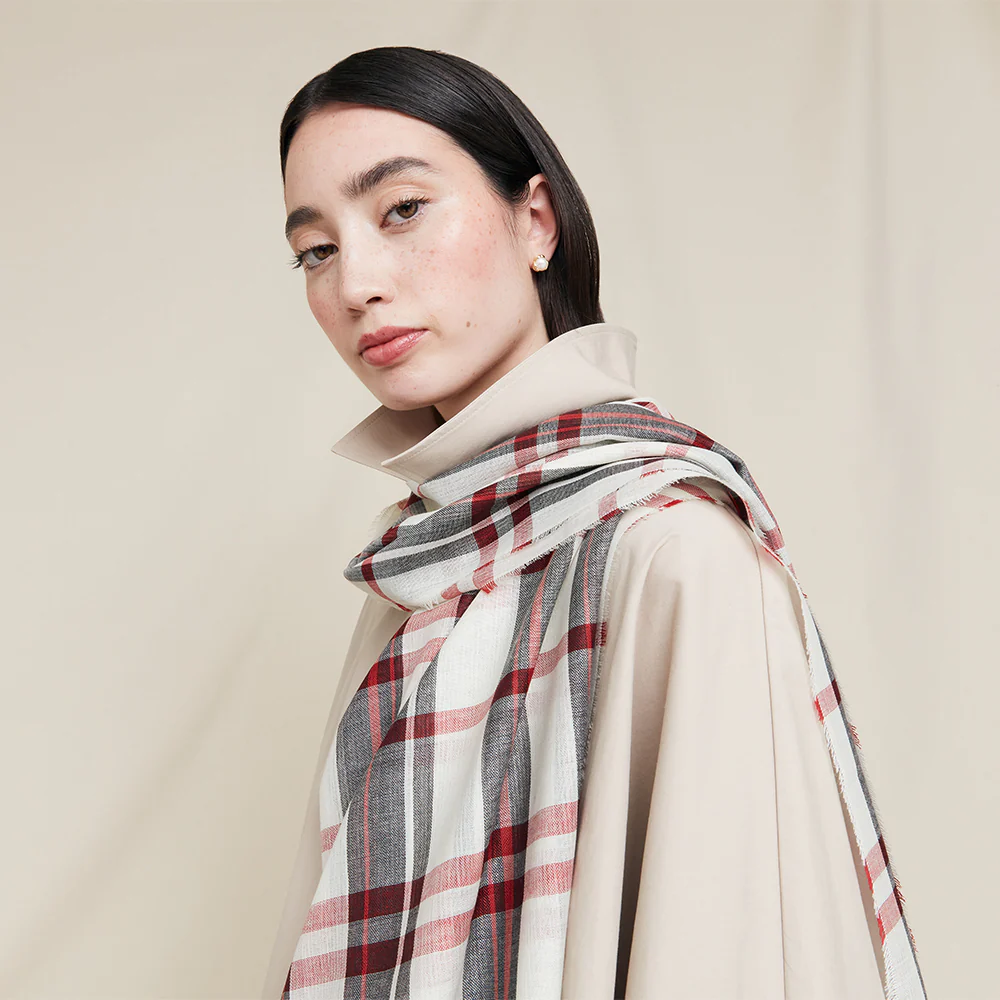 LULU TARTAN LIGHTWEIGHT SHAWL - Image 4