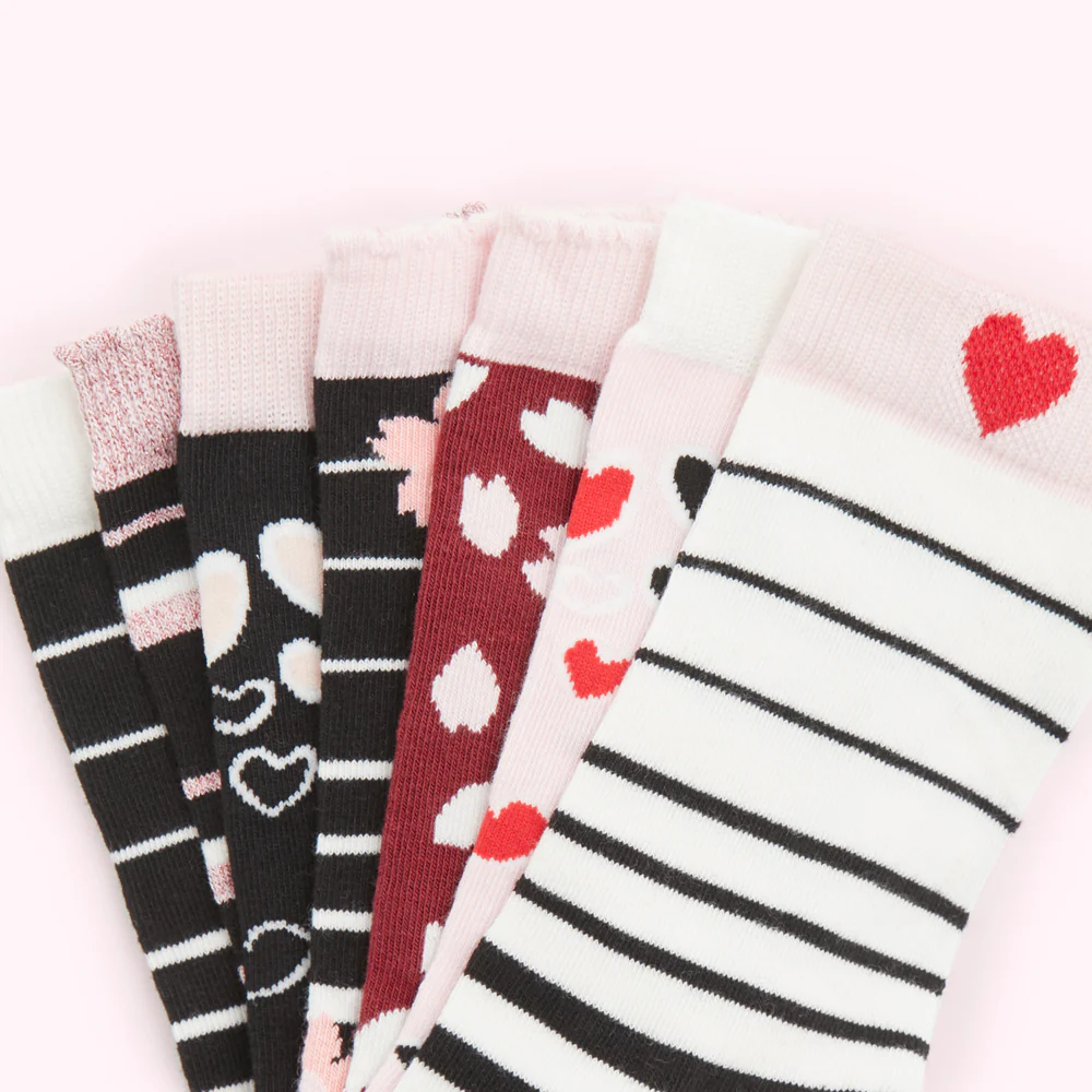 MULTI HEARTS AND FLOWERS 7 DAYS OF SOCKS - Image 2