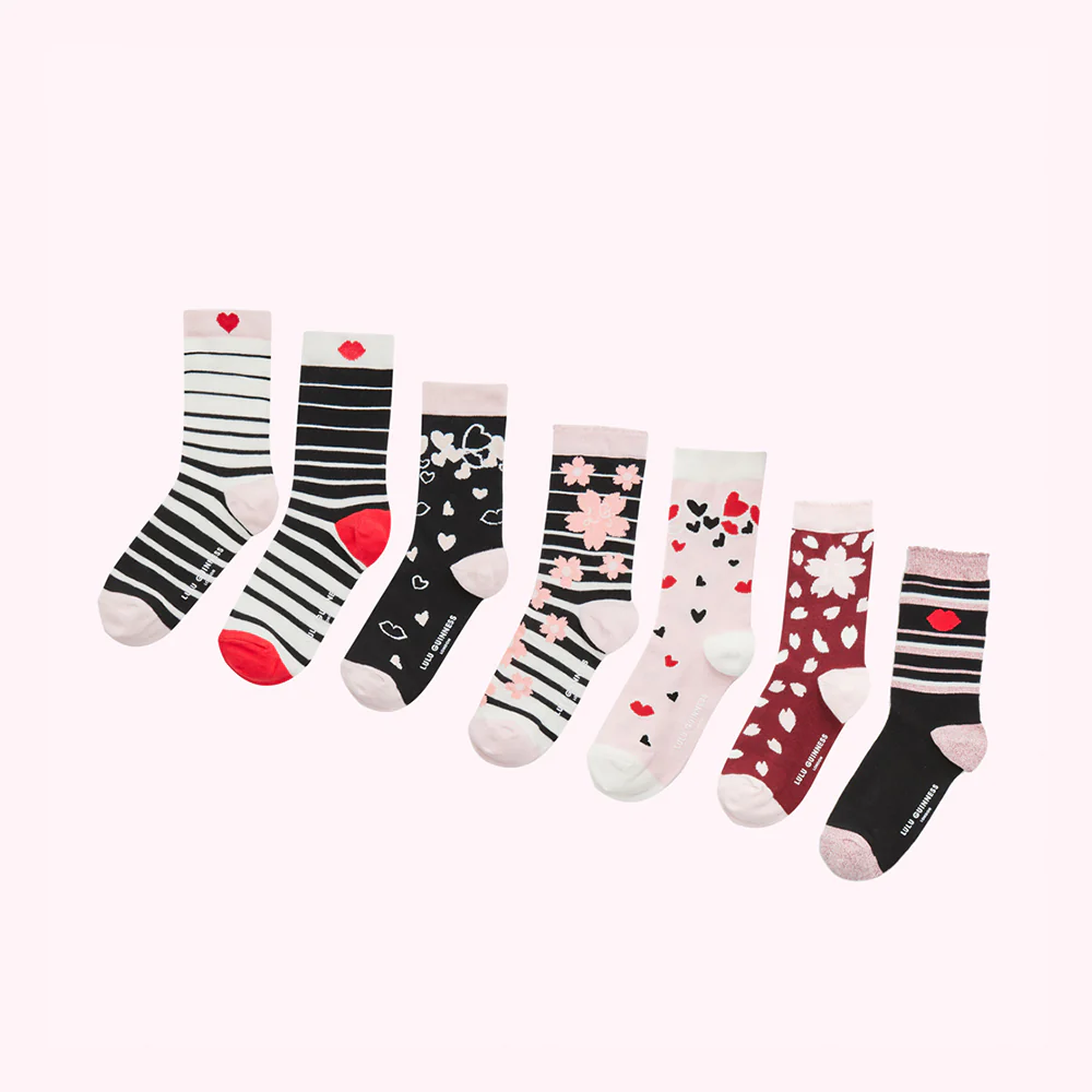 MULTI HEARTS AND FLOWERS 7 DAYS OF SOCKS - Image 4
