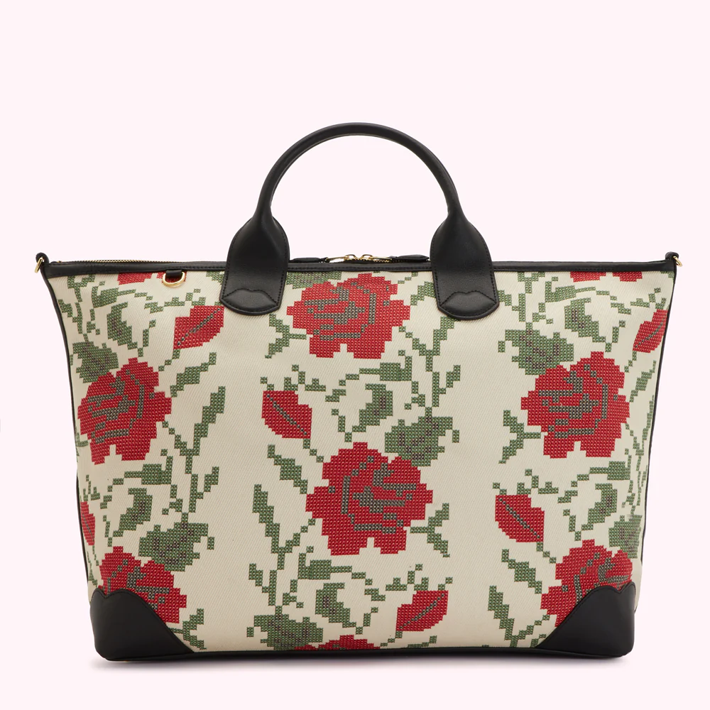 MULTI LARGE ROSE PRINT POPPINS BAG - Image 2
