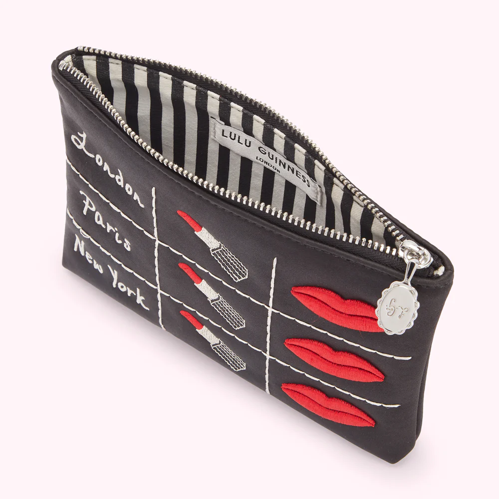 BLACK LONDON, PARIS, NEW YORK TOP ZIP POUCH - Image 3