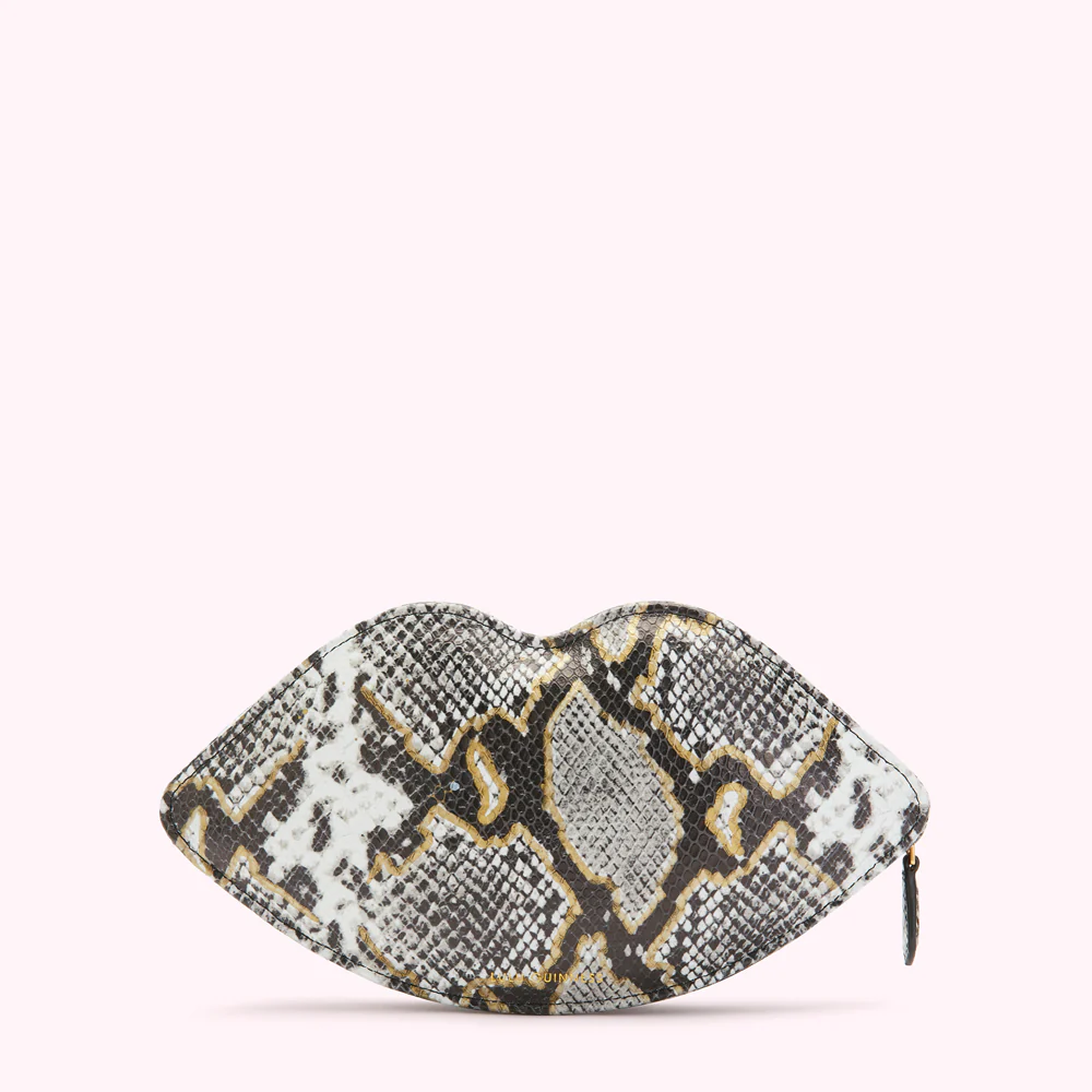 FAUX SNAKE PRINT LIPS CLUTCH BAG - Image 2