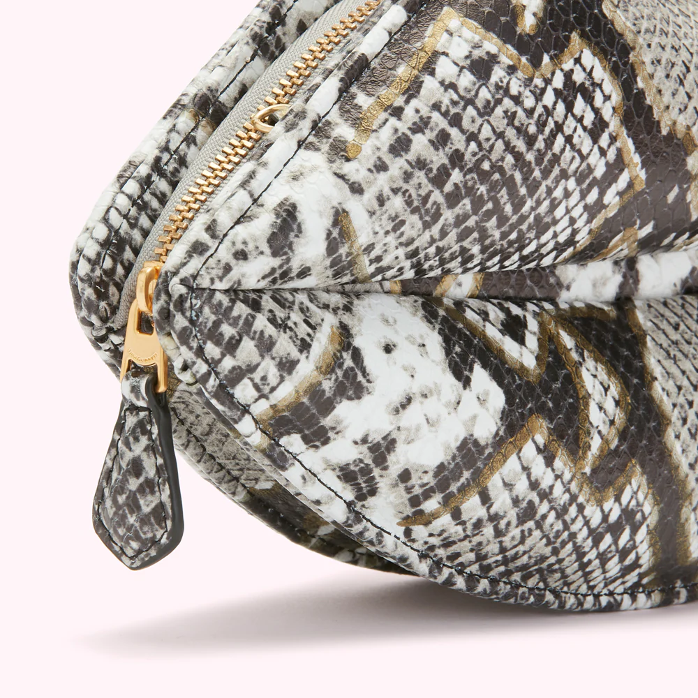 FAUX SNAKE PRINT LIPS CLUTCH BAG - Image 3