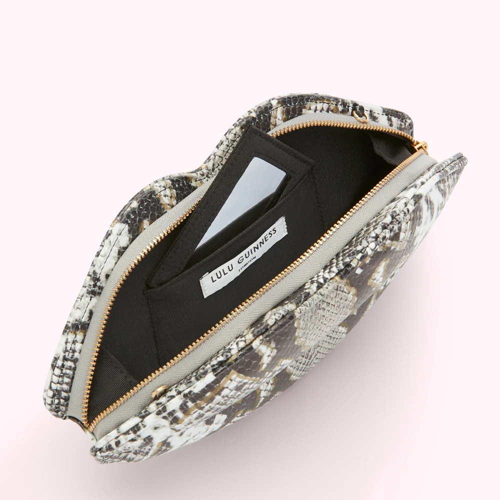 FAUX SNAKE PRINT LIPS CLUTCH BAG - Image 5
