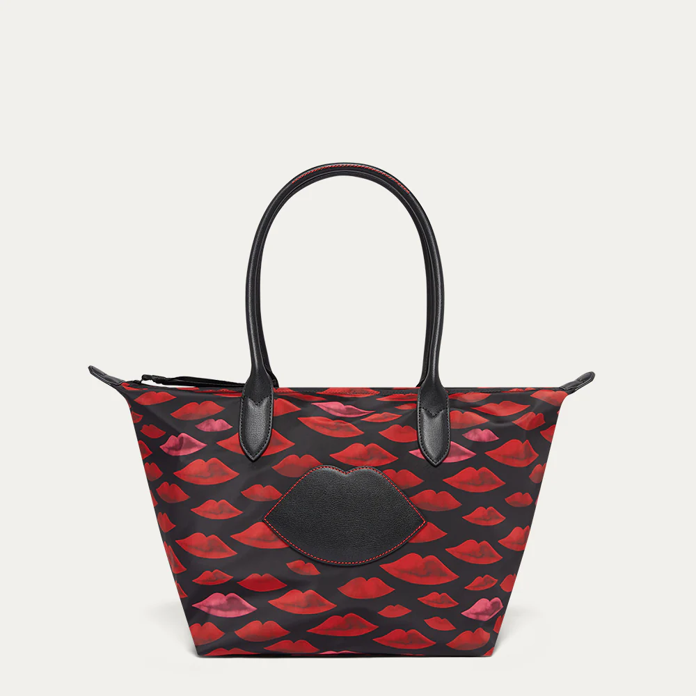 MULTI WATERCOLOUR LIP OH LU LU LARGE TOTE BAG