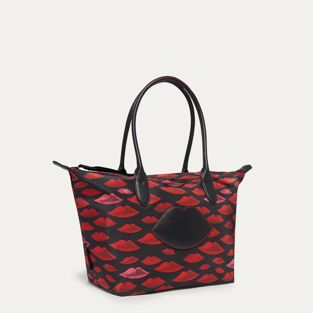 MULTI WATERCOLOUR LIP OH LU LU LARGE TOTE BAG - Image 2
