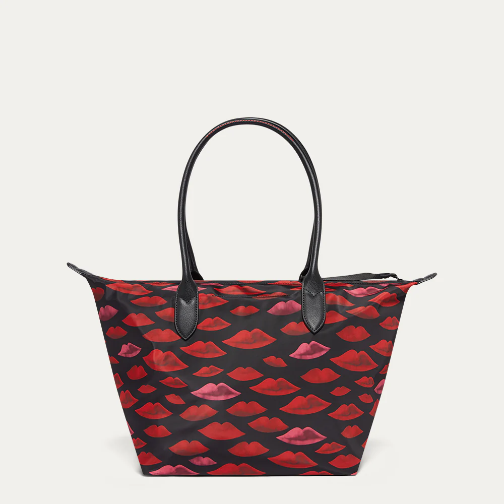 MULTI WATERCOLOUR LIP OH LU LU LARGE TOTE BAG - Image 3