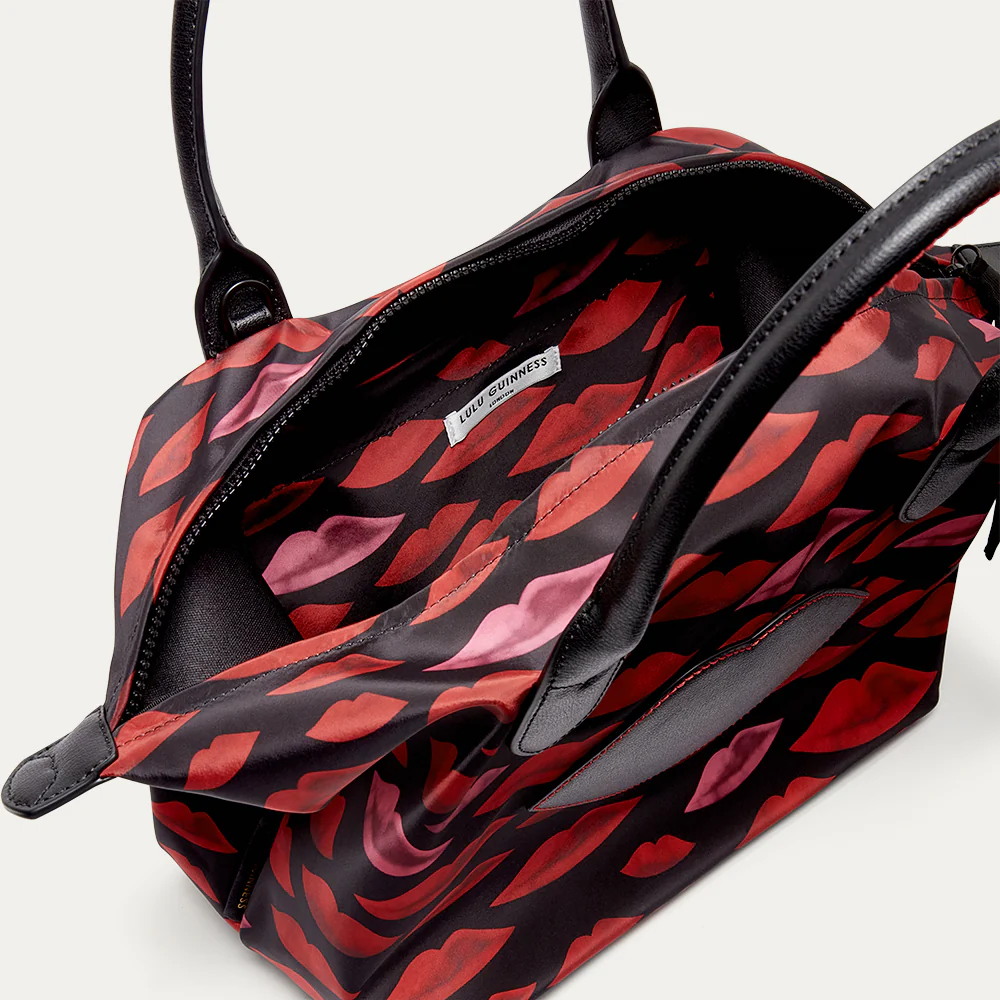 MULTI WATERCOLOUR LIP OH LU LU LARGE TOTE BAG - Image 4