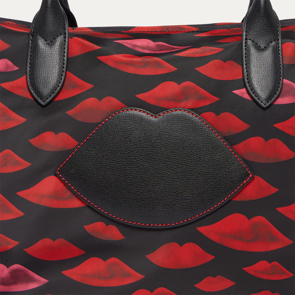 MULTI WATERCOLOUR LIP OH LU LU LARGE TOTE BAG - Image 5