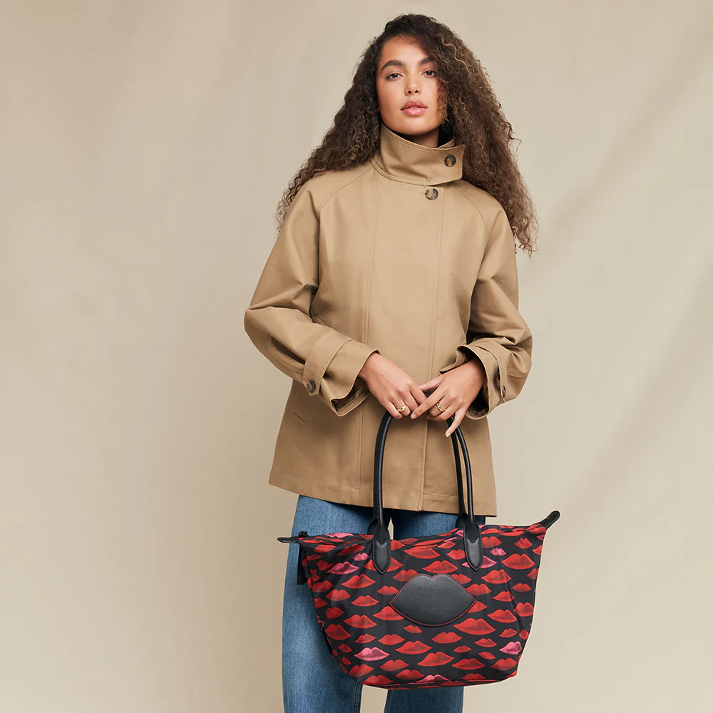 MULTI WATERCOLOUR LIP OH LU LU LARGE TOTE BAG - Image 9