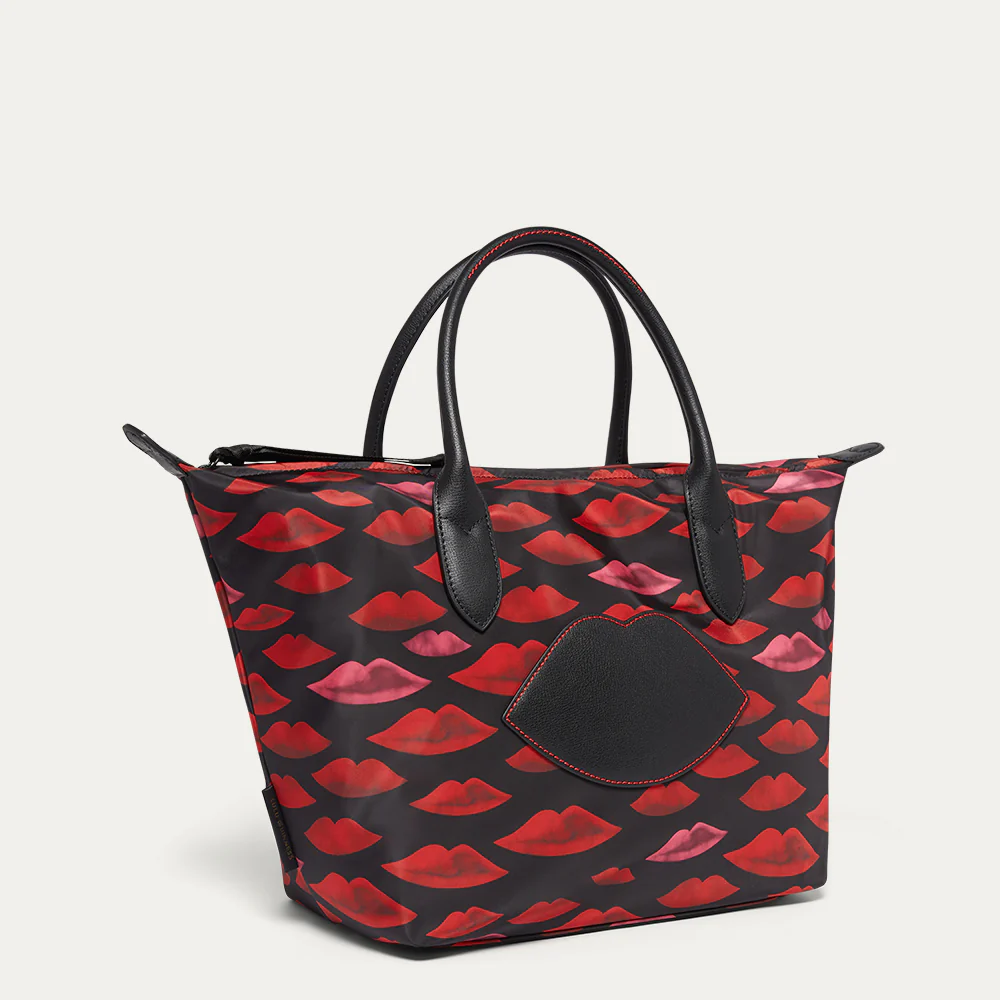 MULTI WATERCOLOUR LIP OH LU LU MEDIUM TOTE BAG - Image 2