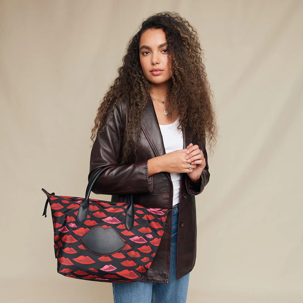 MULTI WATERCOLOUR LIP OH LU LU MEDIUM TOTE BAG - Image 6