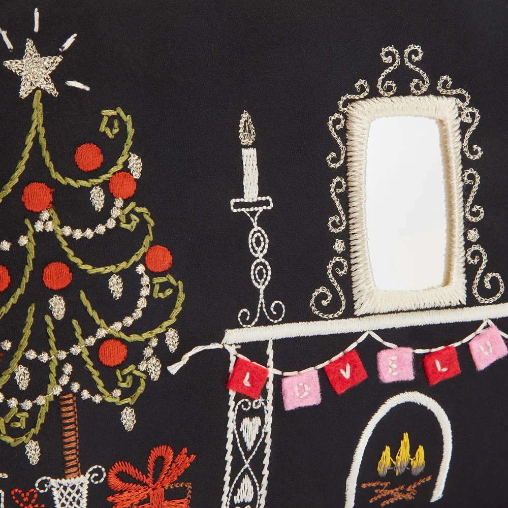 BLACK SATIN CHRISTMAS TOP ZIP POUCH - Image 4